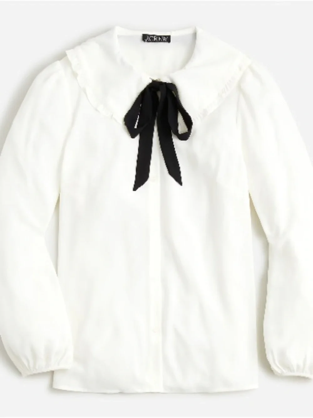J.Crew Cream Blouse with Black Label